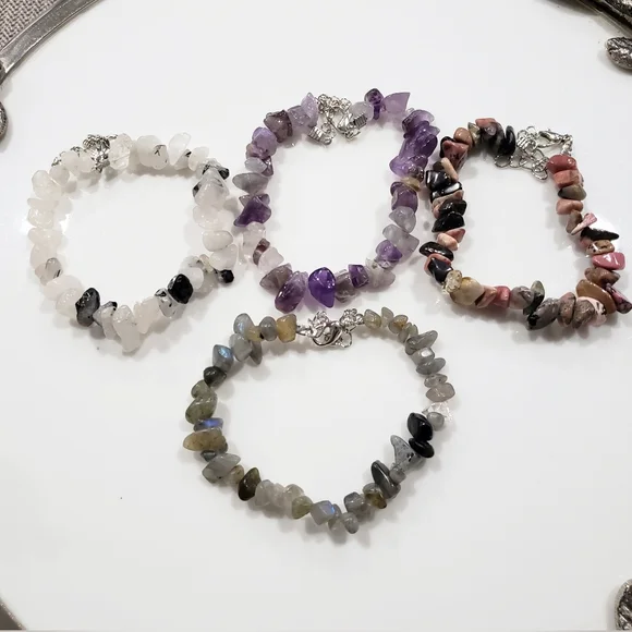 NWOT set of 4 natural stone beaded bracelets - Picture 2 of 6
